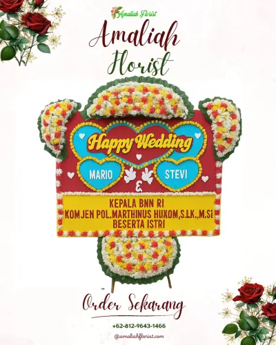Karangan Papan Bunga Pernikahan di Pampang